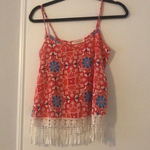 Orange & blue printed tank